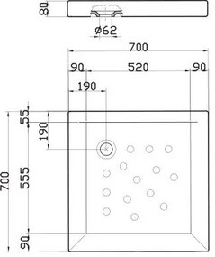 Ντουζιέρα SANITANA Anabela τετράγωνη-70 x 70 εκ.