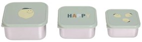Laessig Snackbox set 3τμχ inox Happy Fruits Lemon