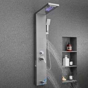 VEVOR Shower Panel Tower System Stainless Steel Column Rainfall Head 5 Modes