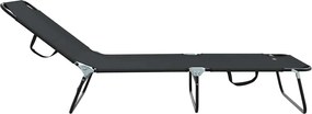 vidaXL Πτυσσόμενη ξαπλώστρα Μαύρο 188 x 57 x 86,5 εκ. Πολυεστέρας