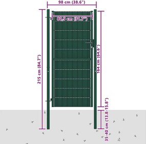 vidaXL Πόρτα Περίφραξης Πράσινη 100x164 εκ. από PVC και Ατσάλι