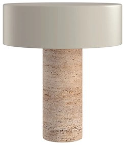 Table Lamp DOME DECO Με Βάση Από Τραβερτίνη Και Μεταλλικό Καπέλο LI2-C3-00M1