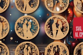 Intra απο ξύλο plywood 3mm-4mm πάχος - Cricut Χριστουγεννιάτικο Coasters Coasters Bun Δίασταση 4x4 cm INTRAFABR-82066105