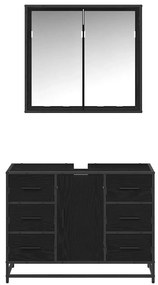 vidaXL Σετ Επίπλων Μπάνιου με συρτάρι 2 pcs Μαύρη δρυς 80 x 33 x 60 εκ