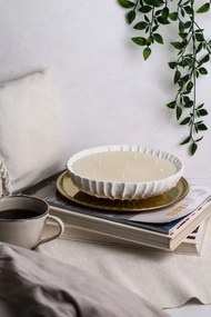 Stewehome Ευρύ αρωματικό κερί σε πιάτο Λευκό 25x6 cm