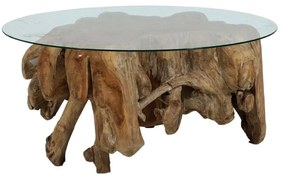Τραπέζι σαλονιού ρίζα 80x80x45 με τζάμι 125x75 - Γυαλί - 201-0405