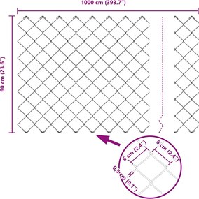 vidaXL Φράχτης αλυσίδας Πράσινο 10 x 0,6 μ Ατσάλι