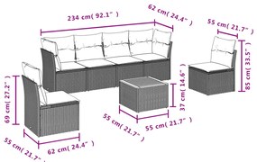 vidaXL Σαλόνι Κήπου Σετ 7 τεμ. Μπεζ Συνθετικό Ρατάν με Μαξιλάρια