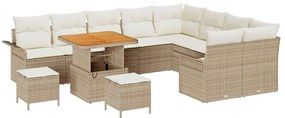 vidaXL Σετ Καναπέ Κήπου Ρυθμιζόμενο ύψος 12 pcs Μπεζ συνθετικό ρατάν