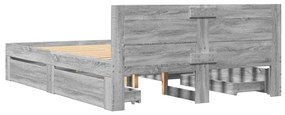 Πλαίσιο Κρεβατιού με Κεφαλάρι Γκρι sonoma 120x190εκ. Επεξ. Ξύλο - Γκρι