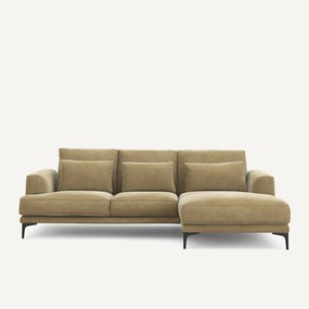 Γωνιακός δεξιός καναπές με βελούδινη ταπετσαρία stonewashed, Marsile