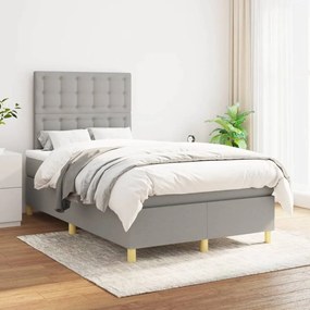 Κρεβάτι Boxspring με Στρώμα Ανοιχτό Γκρι 120x200 εκ. Υφασμάτινο - Γκρι