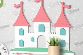 Σετ των 3 Intra απο ξύλο plywood 3mm-4mm πάχος Σχέδιο κοπής με λέιζερ ραφιών τοίχου Castle Δίασταση 6x6 cm INTRAFABR-109866826