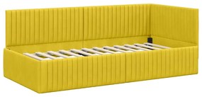 vidaXL Κρεβάτι Γωνίας με κεφαλάρι Κίτρινο 90 x 190 cm Βελούδο
