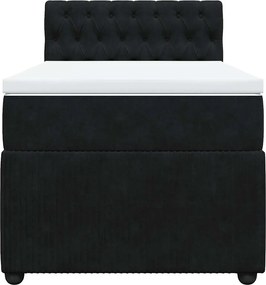 vidaXL Κρεβάτι Boxspring με Στρώμα Μαύρο 90x190 εκ. Βελούδινο