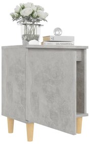 vidaXL Κομοδίνα 2 τεμ. Γκρι Σκυροδέμ. 40x30x50 εκ. Μασίφ Ξύλινα Πόδια