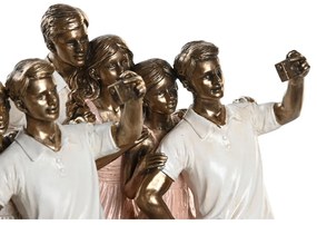 Διακοσμητική Φιγούρα DKD Home Decor 18 x 10 x 25 cm Ροζ Χρυσό Λευκό Οικογένεια (x2)