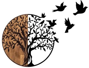 Intrahome Διακοσμητικό τοίχου Benanje Intrahome ξύλο πεύκου σε φυσική απόχρωση με μαύρο μέταλλο 92x3x71εκ | SKU: INTRAPA-182112714