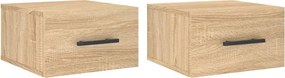 vidaXL Κομοδίνα Επιτοίχια 2 τεμ. Sonoma Δρυς 35 x 35 x 20 εκ.