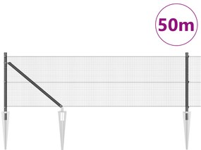vidaXL Φράχτης  με 13 άγκυρες γκρι 0.8x50 μ χάλυβα