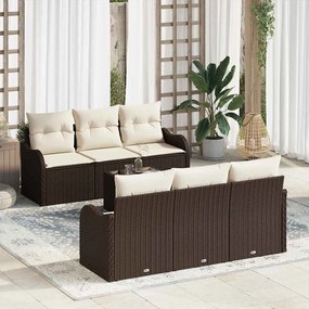 vidaXL Σετ Καναπέ Κήπου 7 pcs Καφέ 55 x 55 x 37 εκ Πολυ ράταν