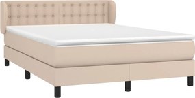 vidaXL Κρεβάτι Boxspring με Στρώμα Καπουτσίνο 140x190εκ.από Συνθ.Δέρμα