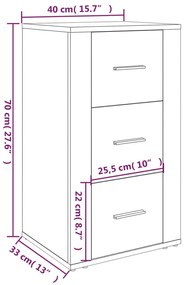 Ντουλάπι Γκρι σκυροδέματος 40x33x70 εκ. από Επεξεργασμένο Ξύλο - Γκρι