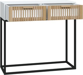 vidaXL Τραπέζι Κονσόλα Λευκό 80x30x75 εκ. Επεξεργασμένο Ξύλο / Σίδερο
