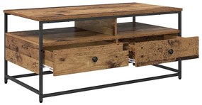 vidaXL Τραπεζάκι σαλονιού με συρτάρι Παλιό Ξύλο 100 x 51 x 45 cm
