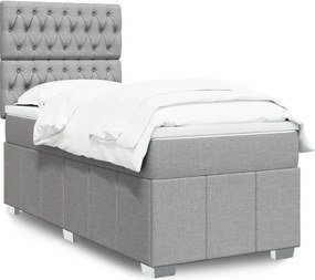 vidaXL Κρεβάτι Boxspring με Στρώμα Ανοιχτό Γκρι 80x200 εκ. Υφασμάτινο
