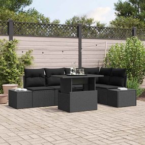 vidaXL Σετ Καναπέ Κήπου 6 pcs Μαύρο 100 x 55 x 73 εκ. PE ρατάν
