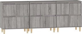 vidaXL Ντουλάπι 3 τεμ. Γκρι Sonoma 60x35x70 εκ. από Επεξεργασμένο Ξύλο