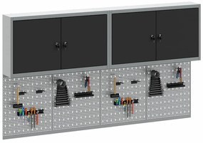 vidaXL Σετ Ντουλαπιού Εργαλείων και Ταμπλό με ράφι 6 pcs Μαύρο