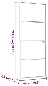 Εσωτερική Πόρτα 76x201,5 εκ. Ψημένο Γυαλί και  Λεπτό Αλουμίνιο - Μαύρο