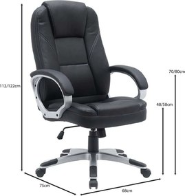 BF6950W Πολυθρόνα Γραφείου Διευθυντή, Pu Μαύρο   1τμχ