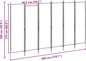 vidaXL Διαχωριστικό Δωματίου 6-Πάνελ Μπεζ 300 x 180 cm Ύφασμα
