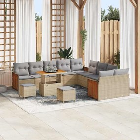 vidaXL Σετ Καναπέ Κήπου 13 pcs μπεζ και ανοιχτό γκρι 90 x 55 x 71 cm