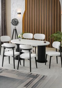 Stewehome Σετ Τραπεζαρίας 6 Ατόμων Polo Λευκό Μαύρο 170x90x75 cm
