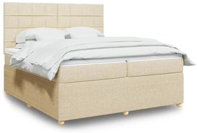 vidaXL Κρεβάτι Boxspring με Στρώμα Κρεμ 200x200 εκ. Υφασμάτινο