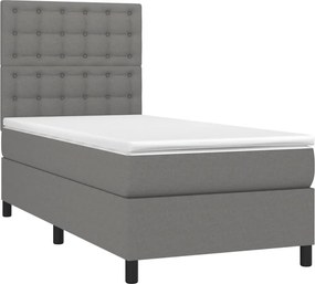 vidaXL Κρεβάτι Boxspring με Στρώμα Σκούρο Γκρι 80x200 εκ. Υφασμάτινο
