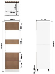 Ντουλάπι Ψυγείου Μαύρο 60x57x207 εκ. από Επεξ. Ξύλο - Μαύρο