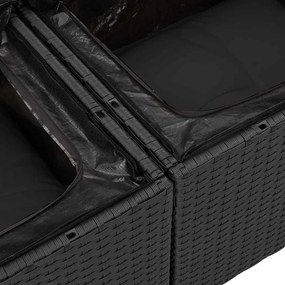 vidaXL Σετ Καναπέ Κήπου με αποθήκευση 6 pcs Μαύρο Πολυ ράταν