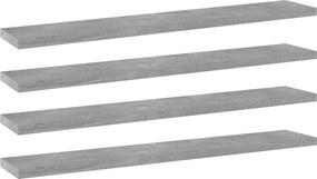 vidaXL Ράφια Βιβλιοθήκης 4 τεμ. Γκρι Σκυροδ. 60x10x1,5 εκ. Επεξ.Ξύλο