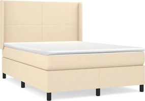 vidaXL Κρεβάτι Boxspring με Στρώμα Κρεμ 140x200 εκ. Υφασμάτινο