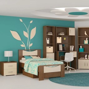 Κρεβάτι Παιδικό Νο. 15 Smile 90x190 Oak-Beige Μονό Μελαμίνη