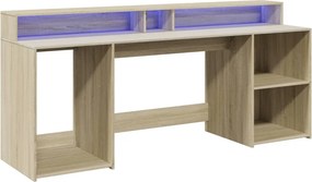 vidaXL Γραφείο με LED Sonoma δρυς 200x55x91 εκ. Επεξεργ. Ξύλο