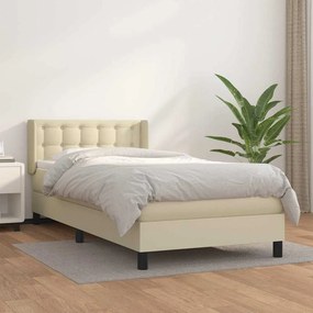 VidaXL Κρεβάτι Boxspring με Στρώμα Κρεμ 90x190 εκ. από Συνθετικό Δέρμα