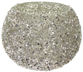 Κηροπήγιο Γυάλινο 11x8,5εκ. Strass Silver Art Et Lumiere 30532