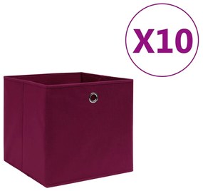 Κουτιά Αποθήκευσης 10τεμ Σκ Κόκκινα 28x28x28εκ Ύφασμα Non-woven - Κόκκινο