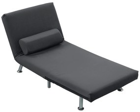 HOMCOM Πολυθρόνα-κρεβάτι, αναδιπλούμενη πολυθρόνα Relax σε βελούδινη όψη, Ρυθμιζόμενη πλάτη, 75 x 70 x 75 cm, Σκούρο γκρι